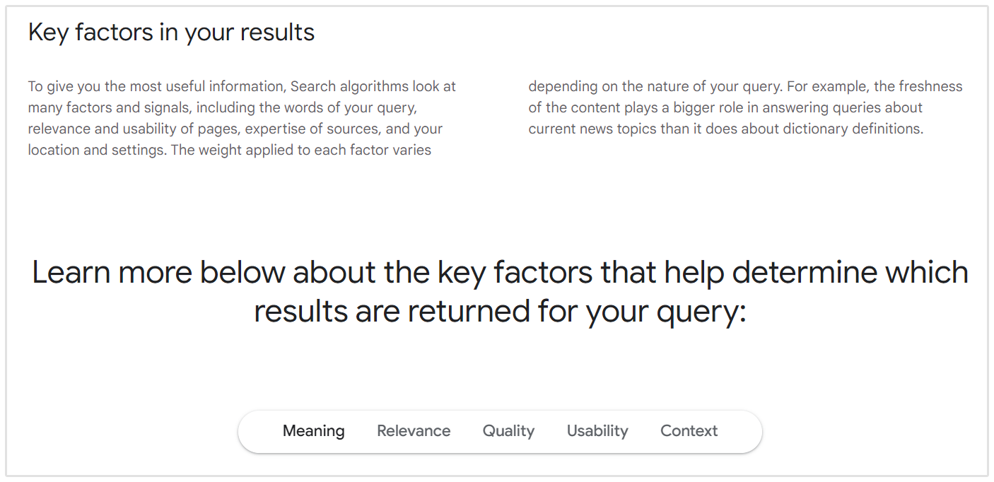 Factores de Clasificación de Google